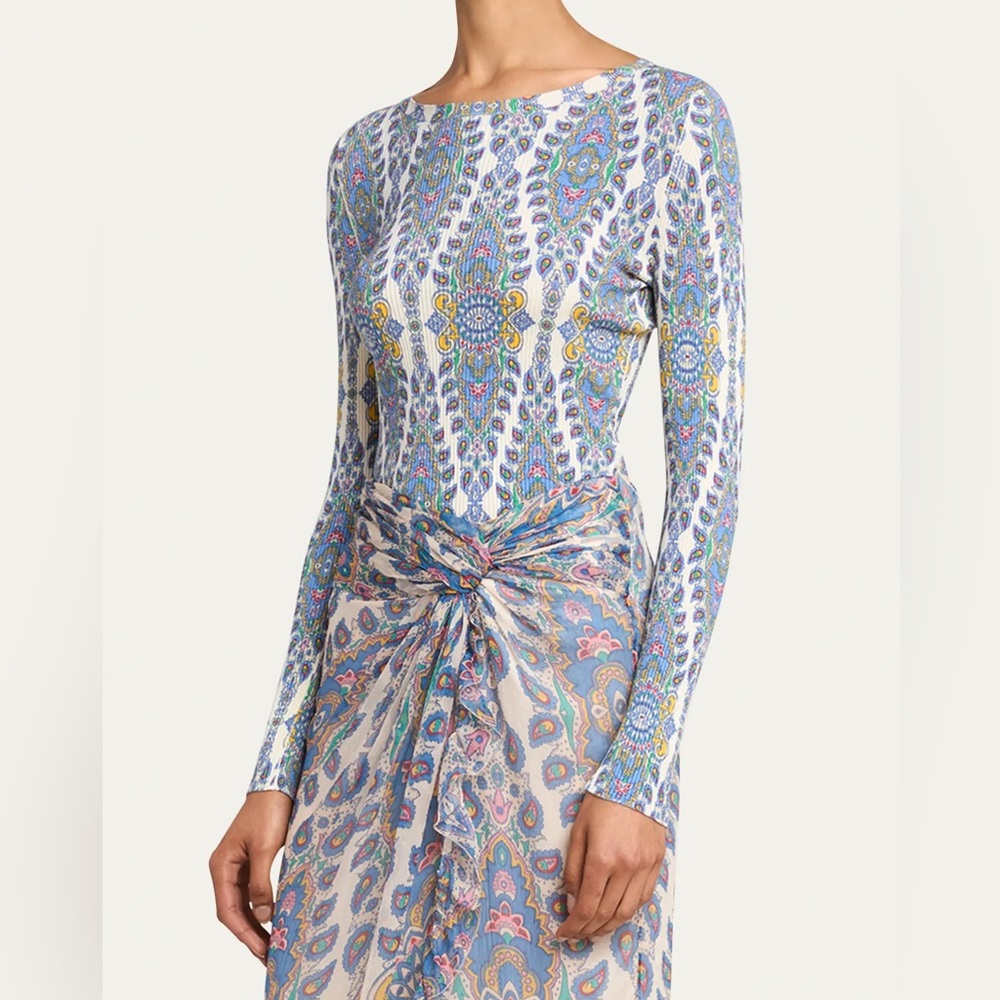 Etro Blue and Yellow Patterned Women's Top